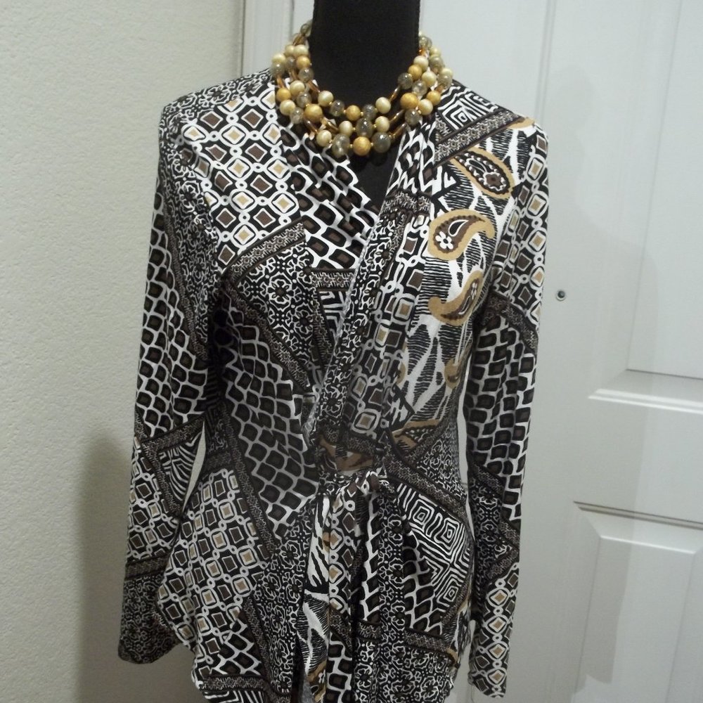 Coldwater Creek Long Sleeve , V-Neck, Wrap Blouse  ** EUC **